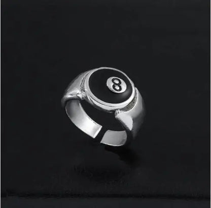 Billiard Number 8 Opening Adjustable Ring