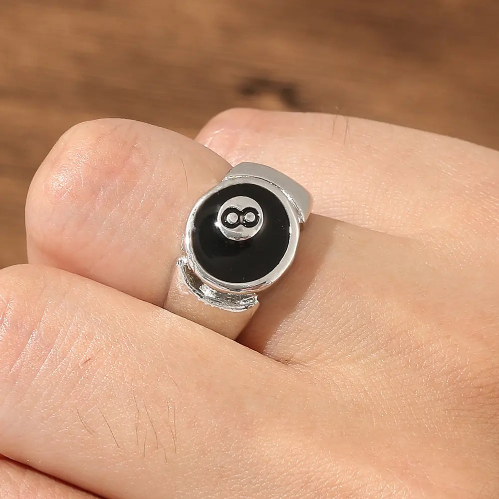 Billiard Number 8 Opening Adjustable Ring